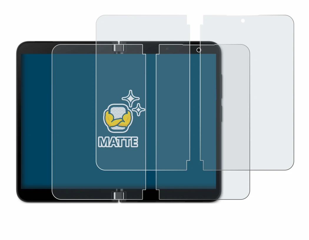 Image de l'appareil Microsoft Surface Duo 2 (Affichage interne) avec une grande variété de protections d'écran.
