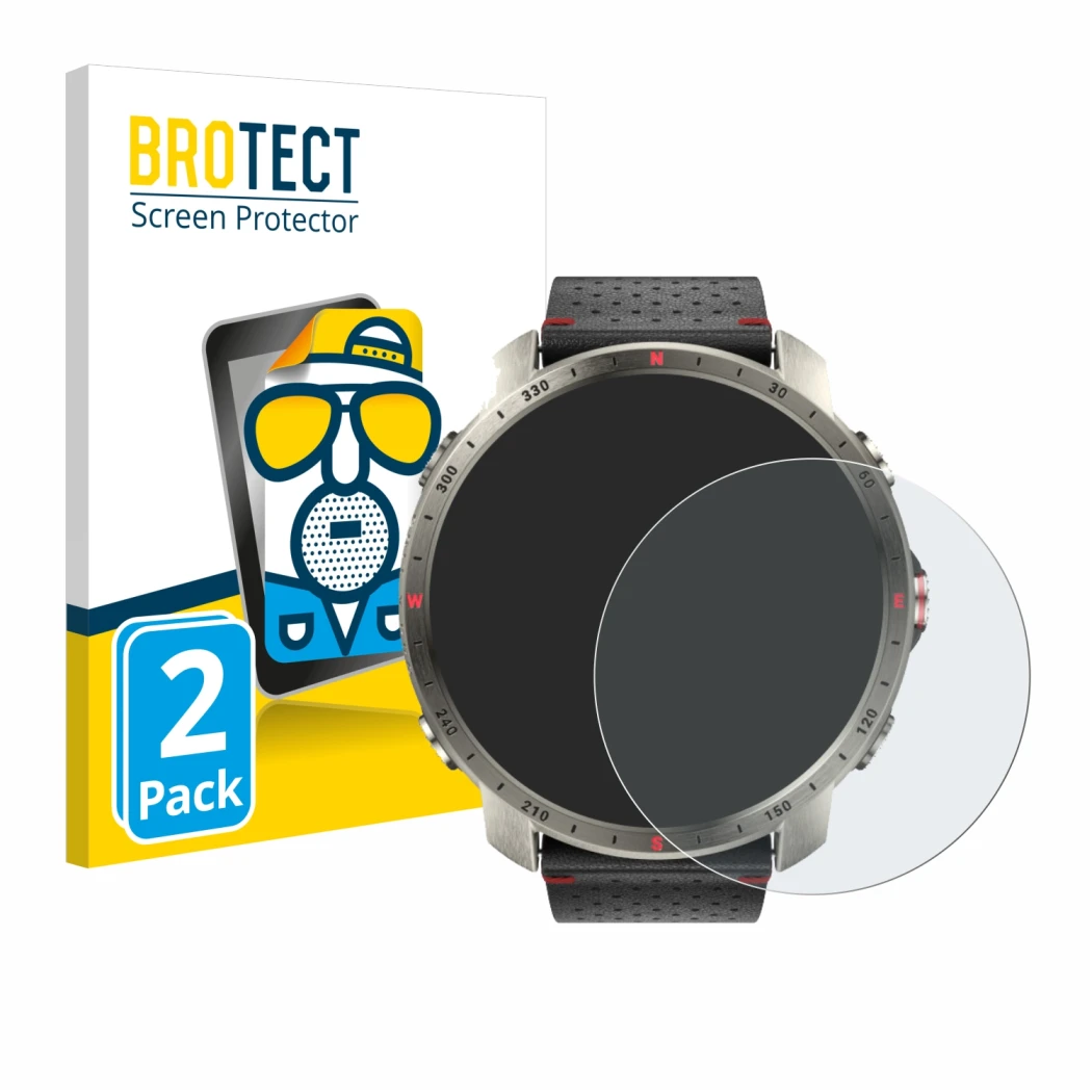 Face avant d’un emballage produit avec le logo de la marque BROTECT. À côté, l’appareil Polar Grit X Pro Titan est représenté 