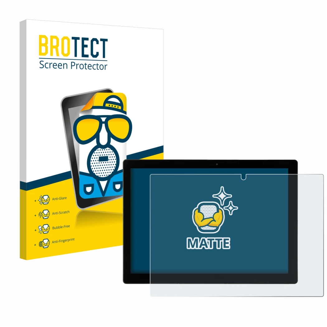 Face avant d’un emballage produit avec le logo de la marque BROTECT. À côté, l’appareil Hyrican Enwo Pad est représenté avec l