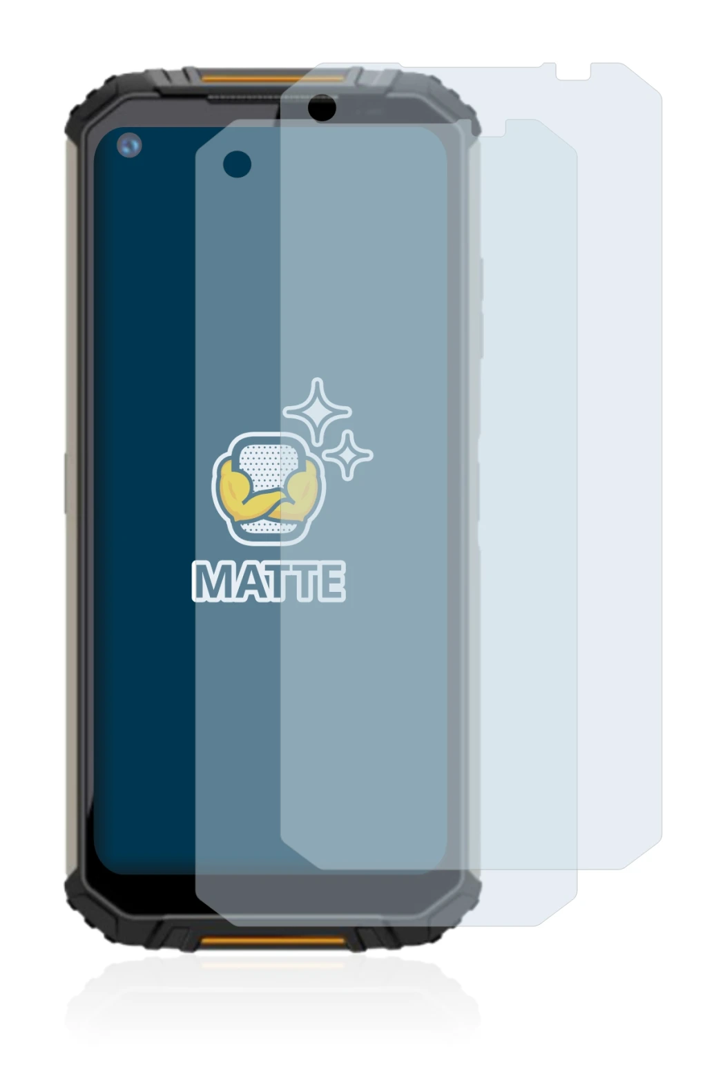 Image de l'appareil Oukitel WP16 avec une grande variété de protections d'écran.