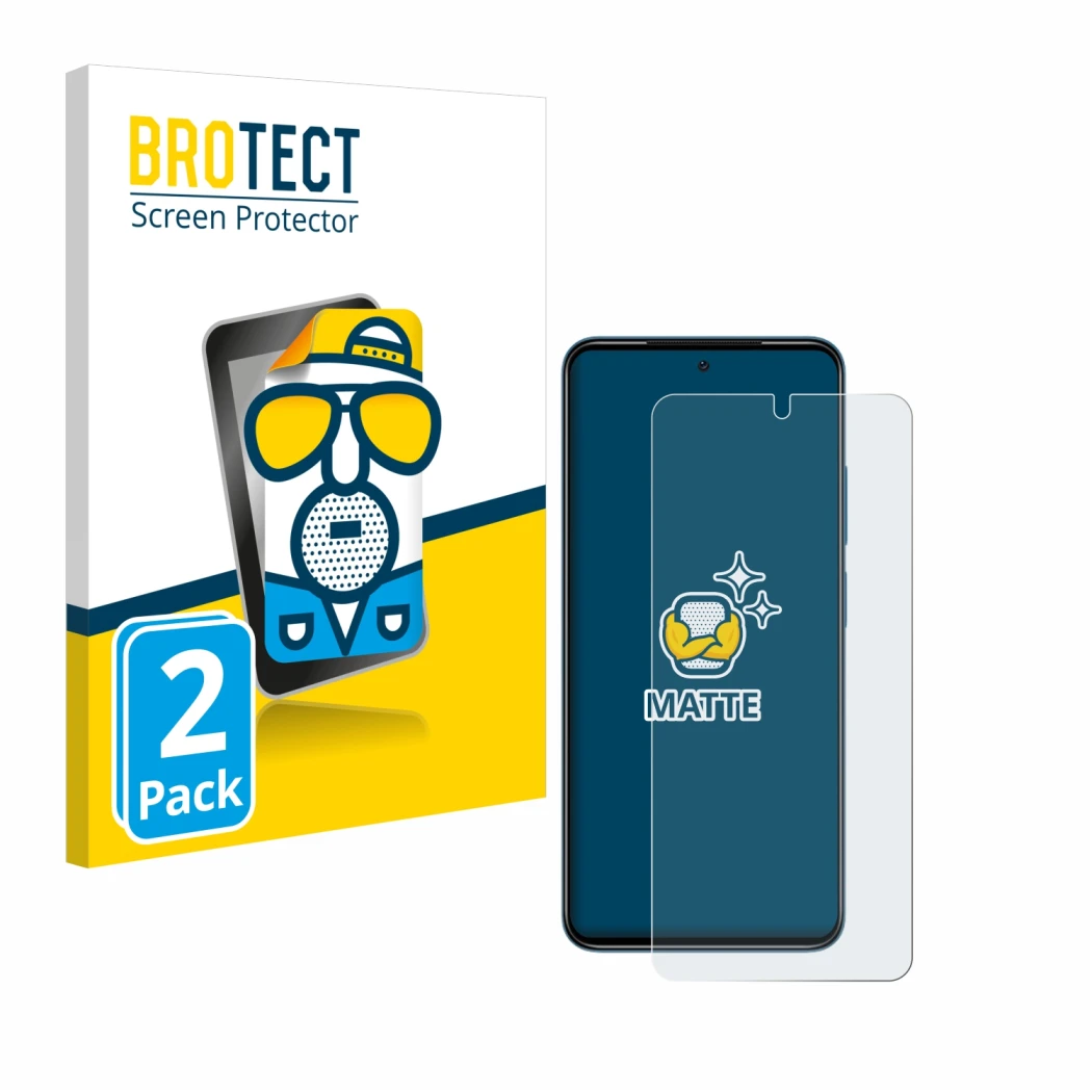 Face avant d’un emballage produit avec le logo de la marque BROTECT. À côté, l’appareil Xiaomi Redmi Note 11 est représenté av