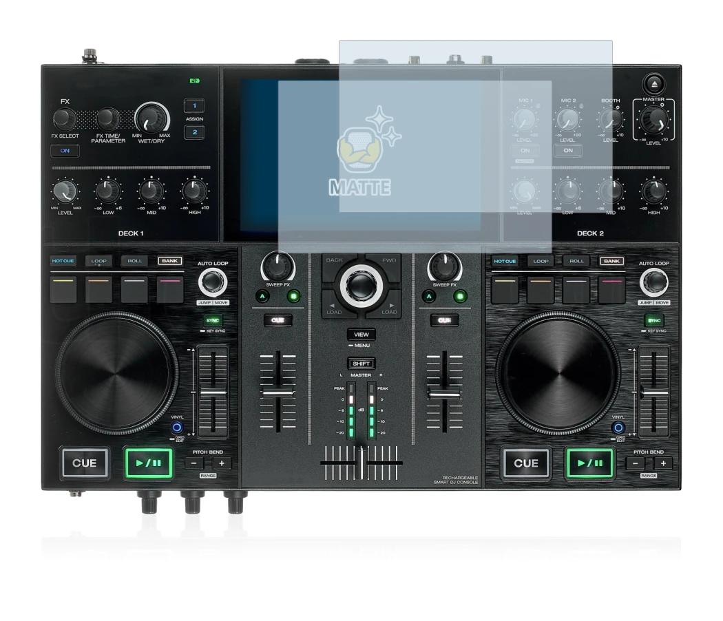 Image de l'appareil Denon DJ Prime Go avec une grande variété de protections d'écran.