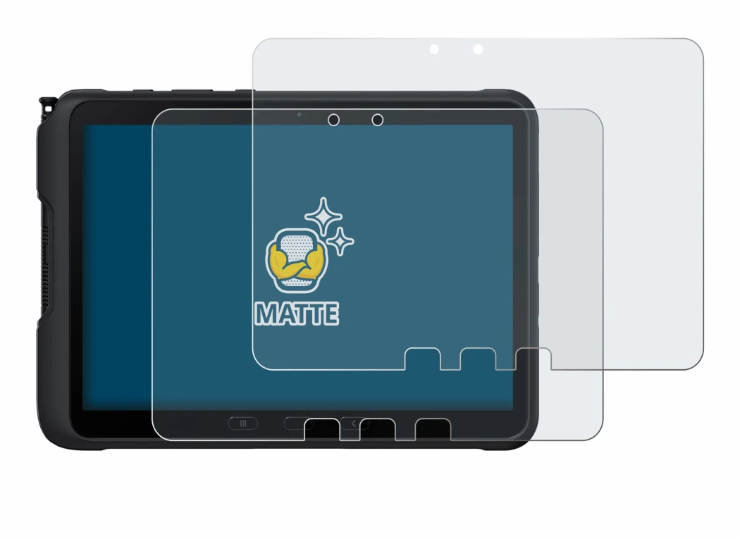 Image de l'appareil Samsung Galaxy Tab Active 4 Pro avec une grande variété de protections d'écran.