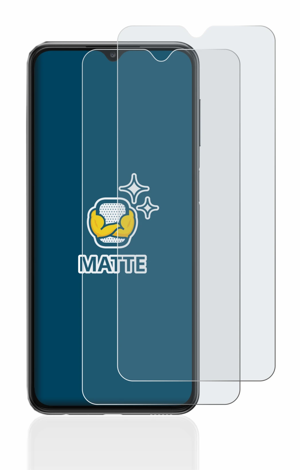 Image de l'appareil Samsung Galaxy A23 5G avec une grande variété de protections d'écran.