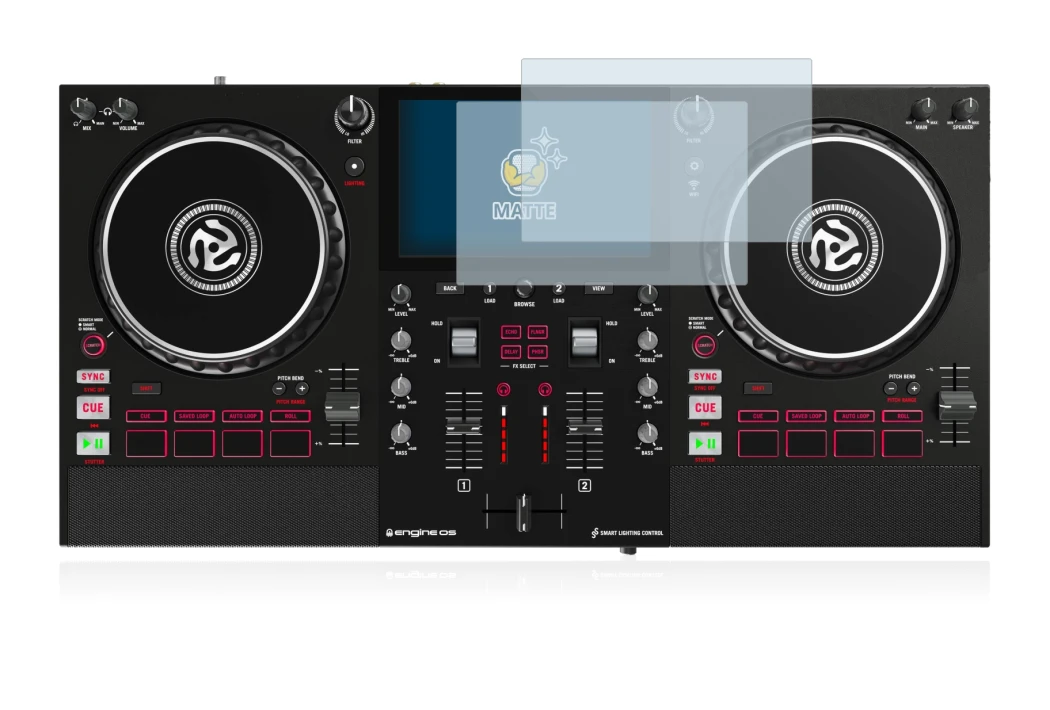 Image de l'appareil Numark Mixstream Pro avec une grande variété de protections d'écran.