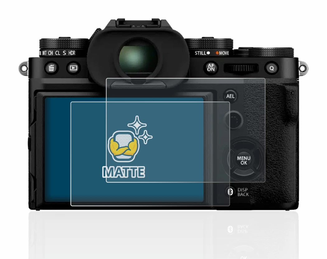 Image de l'appareil Fujifilm X-T5 avec une grande variété de protections d'écran.