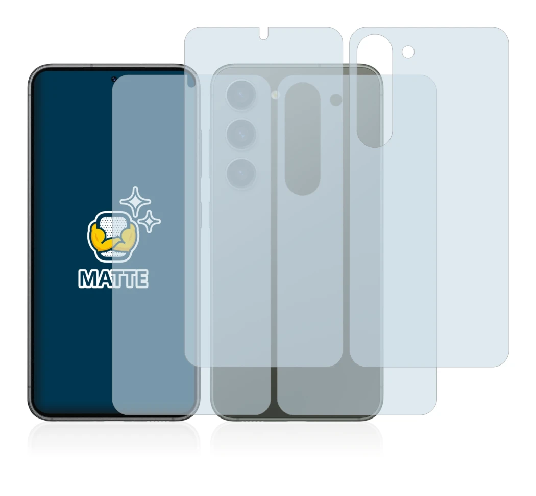 Image de l'appareil Samsung Galaxy S23 Plus (Avant+Arrière) avec une grande variété de protections d'écran.