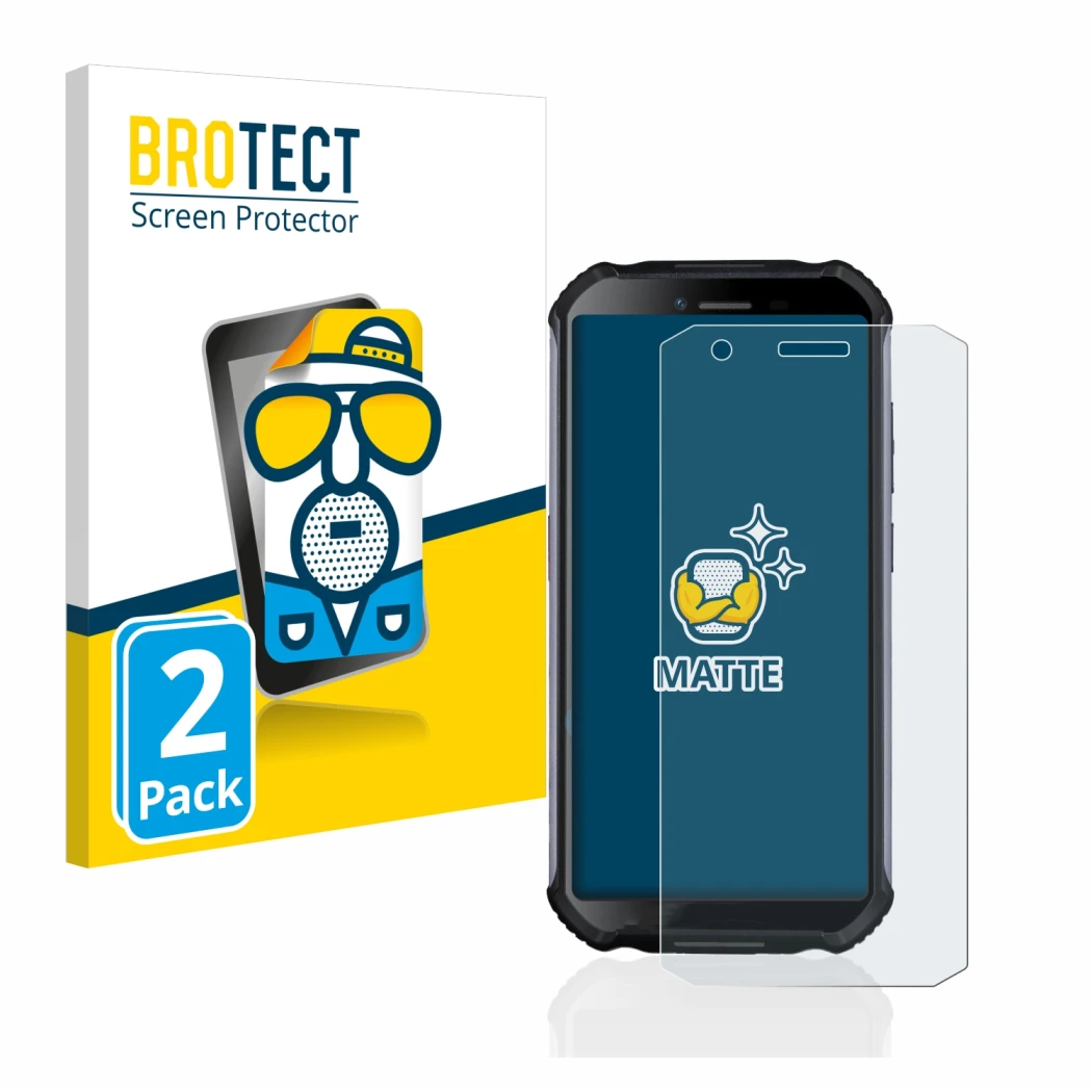 Face avant d’un emballage produit avec le logo de la marque BROTECT. À côté, l’appareil Doogee S41 est représenté avec la prot