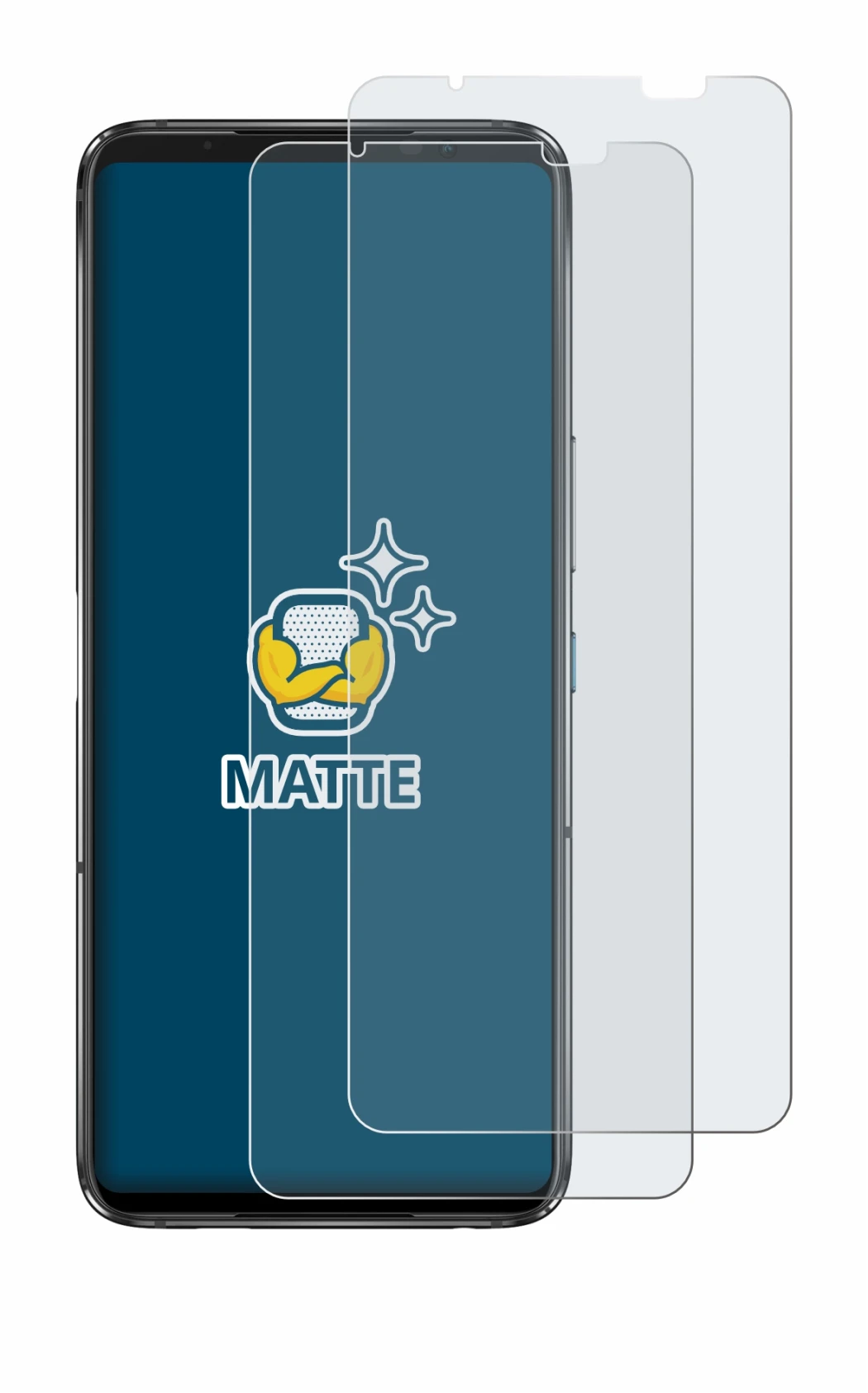 Image de l'appareil ASUS ROG Phone 7 Ultimate avec une grande variété de protections d'écran.