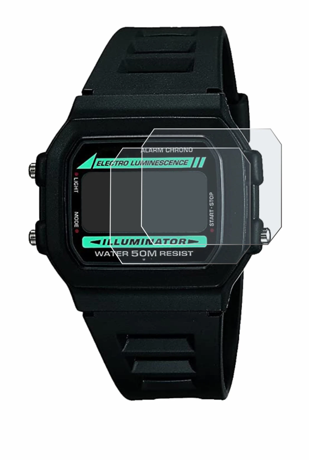 Image de l'appareil Casio W-86-1VQES avec une grande variété de protections d'écran.