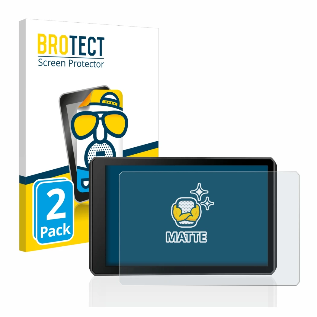 Face avant d’un emballage produit avec le logo de la marque BROTECT. À côté, l’appareil Garmin zumo XT2 est représenté avec la