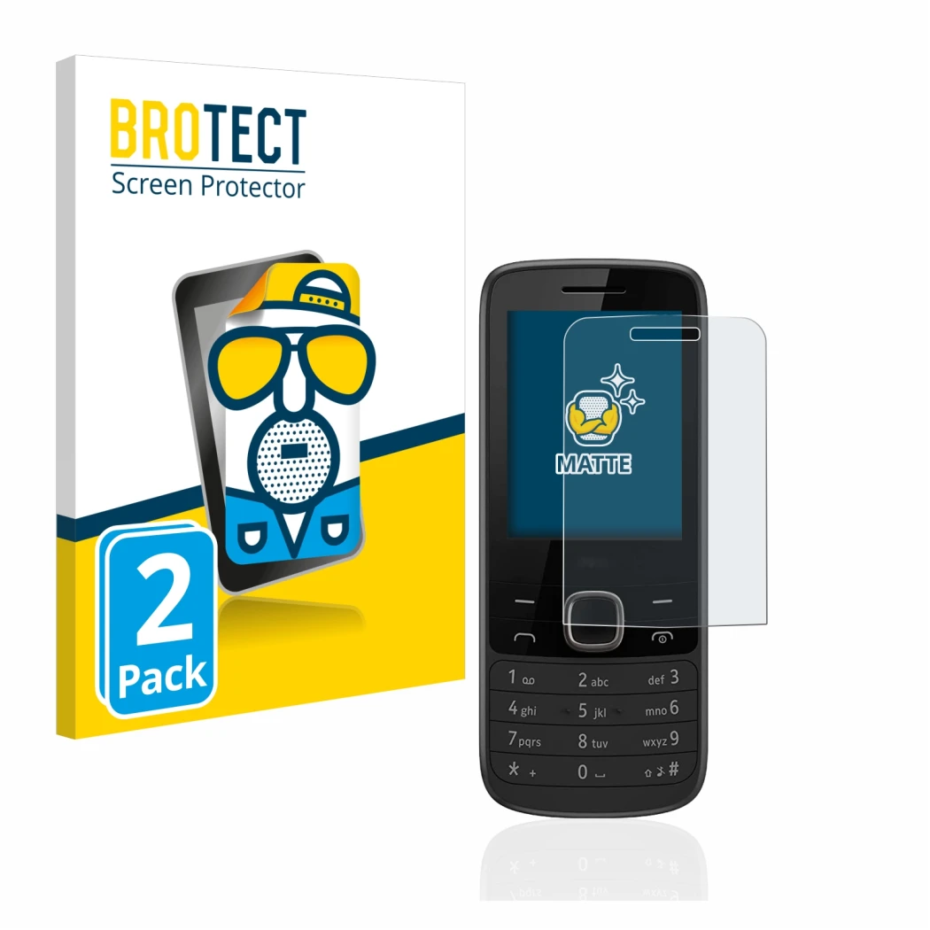 Face avant d’un emballage produit avec le logo de la marque BROTECT. À côté, l’appareil Nokia 225 4G est représenté avec la pr