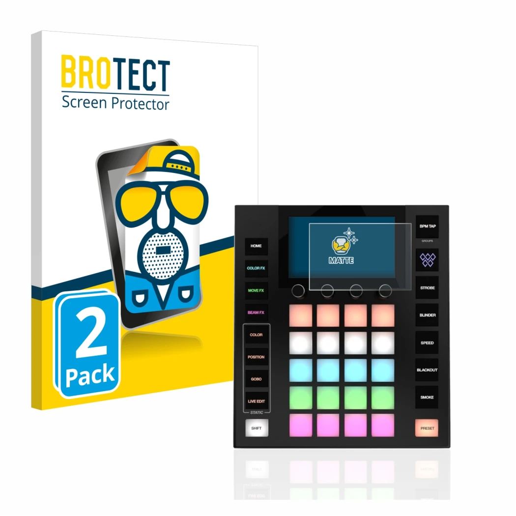 Face avant d’un emballage produit avec le logo de la marque BROTECT. À côté, l’appareil Wolfmix W1 est représenté avec la prot