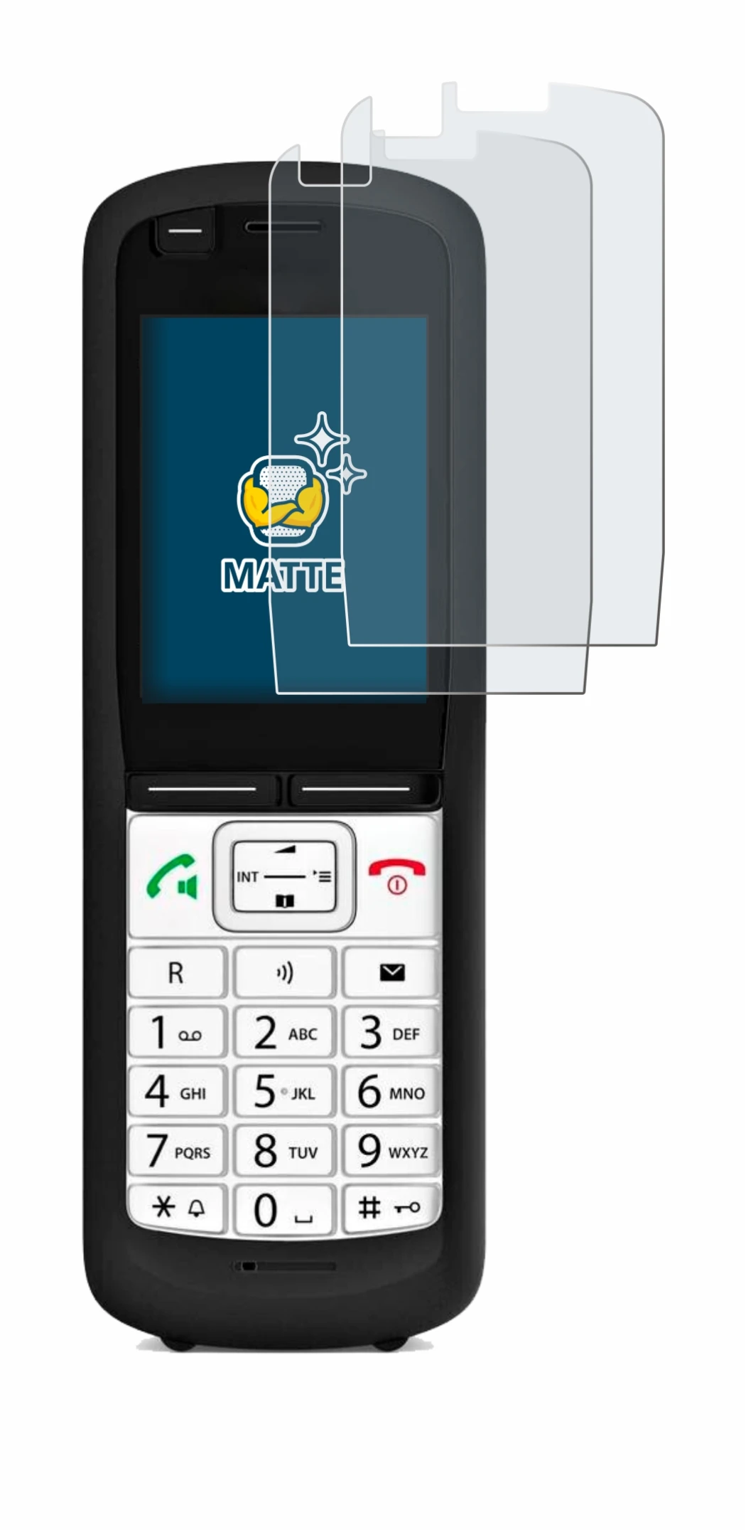 Image de l'appareil Unify OpenScape DECT Phone R6 avec une grande variété de protections d'écran.