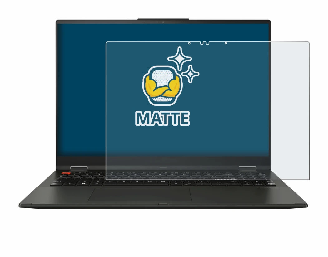 Image de l'appareil ASUS Vivobook S 16 Flip OLED TP3604 avec une grande variété de protections d'écran.