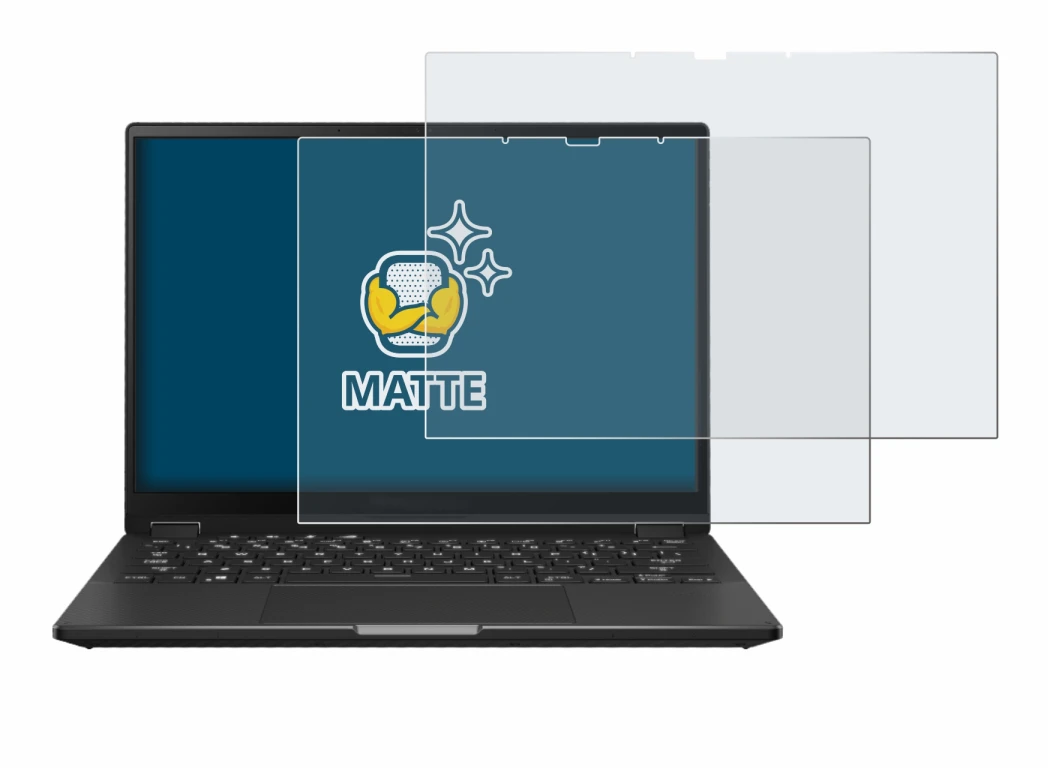 Image de l'appareil ASUS ROG Flow X13 2023 avec une grande variété de protections d'écran.