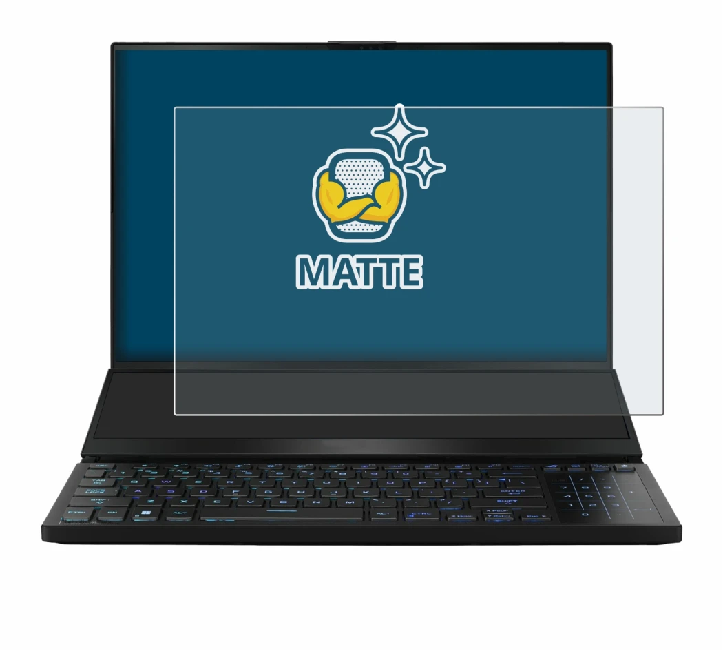 Image de l'appareil ASUS ROG Zephyrus Duo 16 2023 avec une grande variété de protections d'écran.