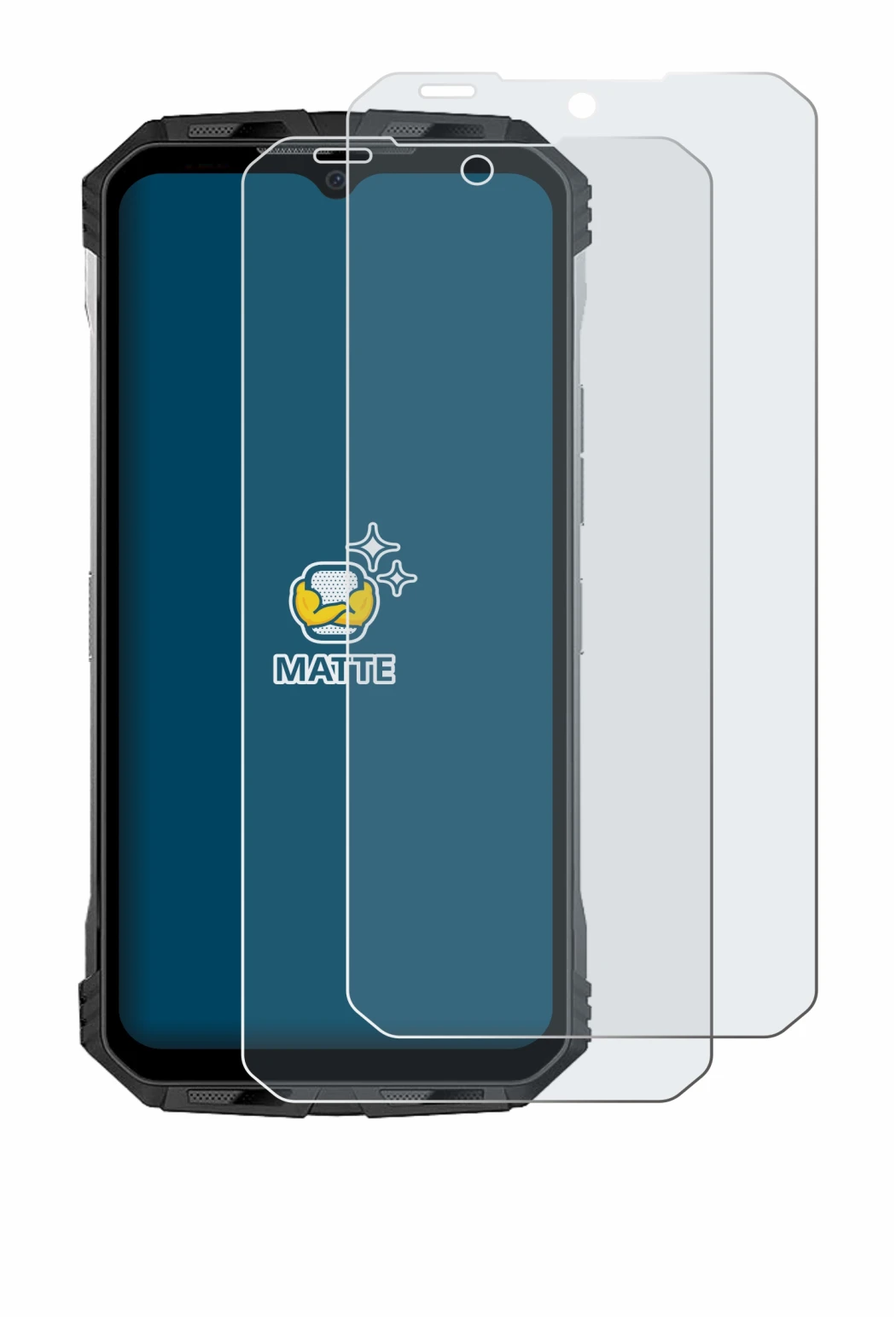 Image de l'appareil Doogee S110 avec une grande variété de protections d'écran.