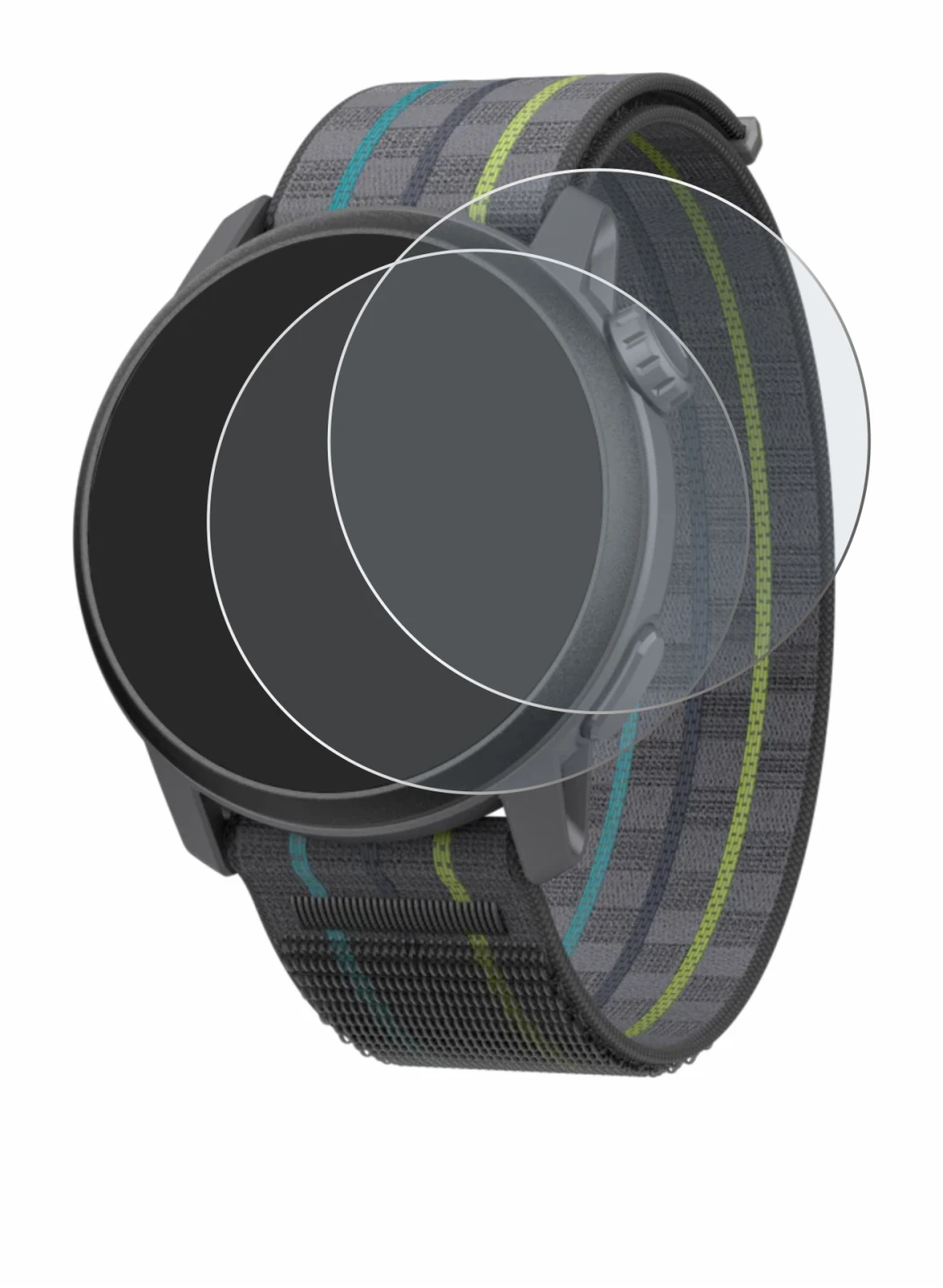 Image de l'appareil Coros Pace 3 avec une grande variété de protections d'écran.