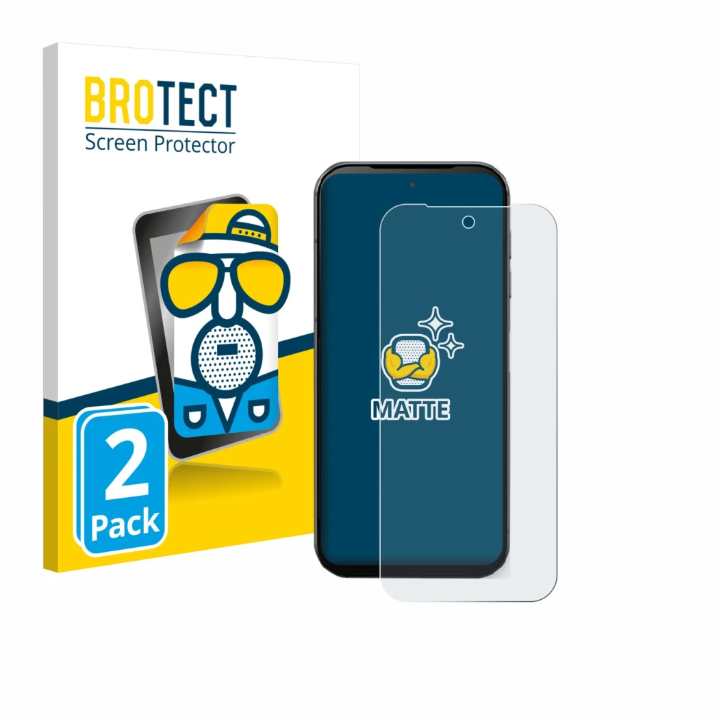 Face avant d’un emballage produit avec le logo de la marque BROTECT. À côté, l’appareil Fairphone 5 est représenté avec la pro