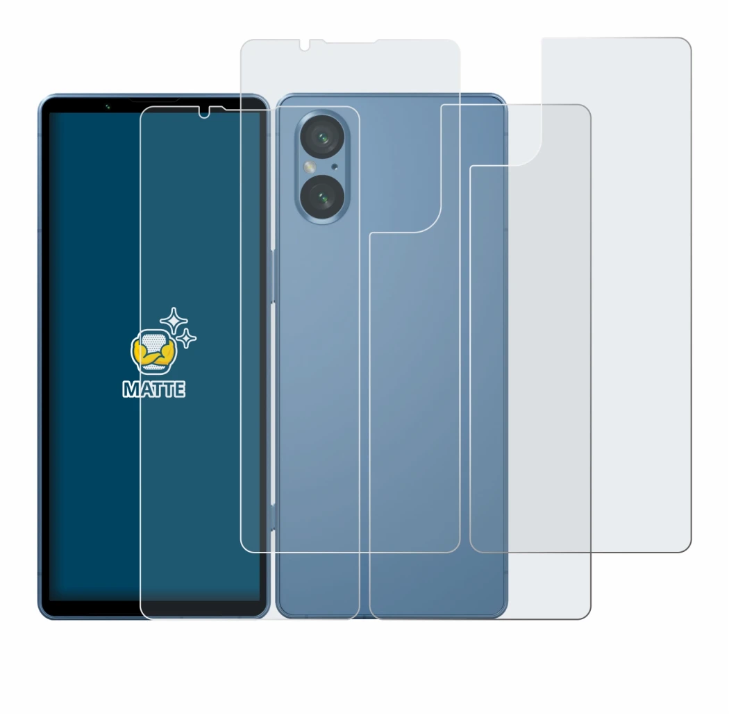 Image de l'appareil Sony Xperia 5 V (Avant+Arrière) avec une grande variété de protections d'écran.