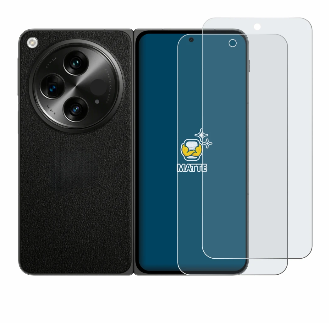 Image de l'appareil OnePlus Open avec une grande variété de protections d'écran.