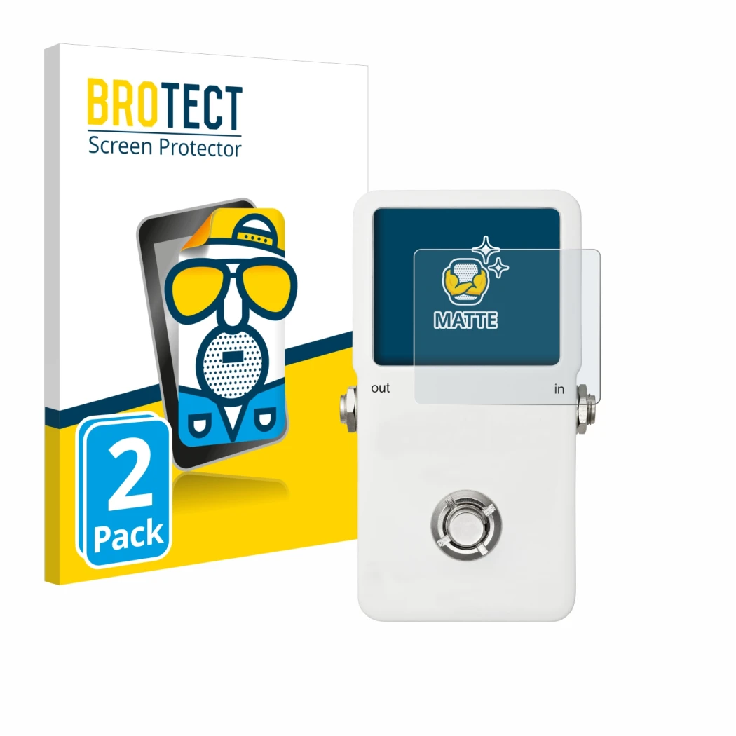 Face avant d’un emballage produit avec le logo de la marque BROTECT. À côté, l’appareil TC Electronic POLYTUNE est représenté