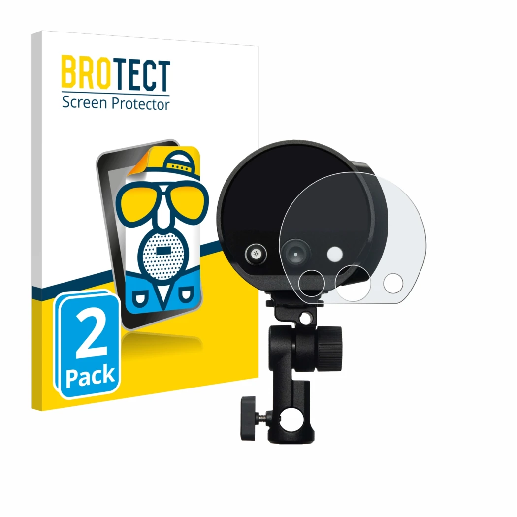 Face avant d’un emballage produit avec le logo de la marque BROTECT. À côté, l’appareil Profoto B10X est représenté avec la pr