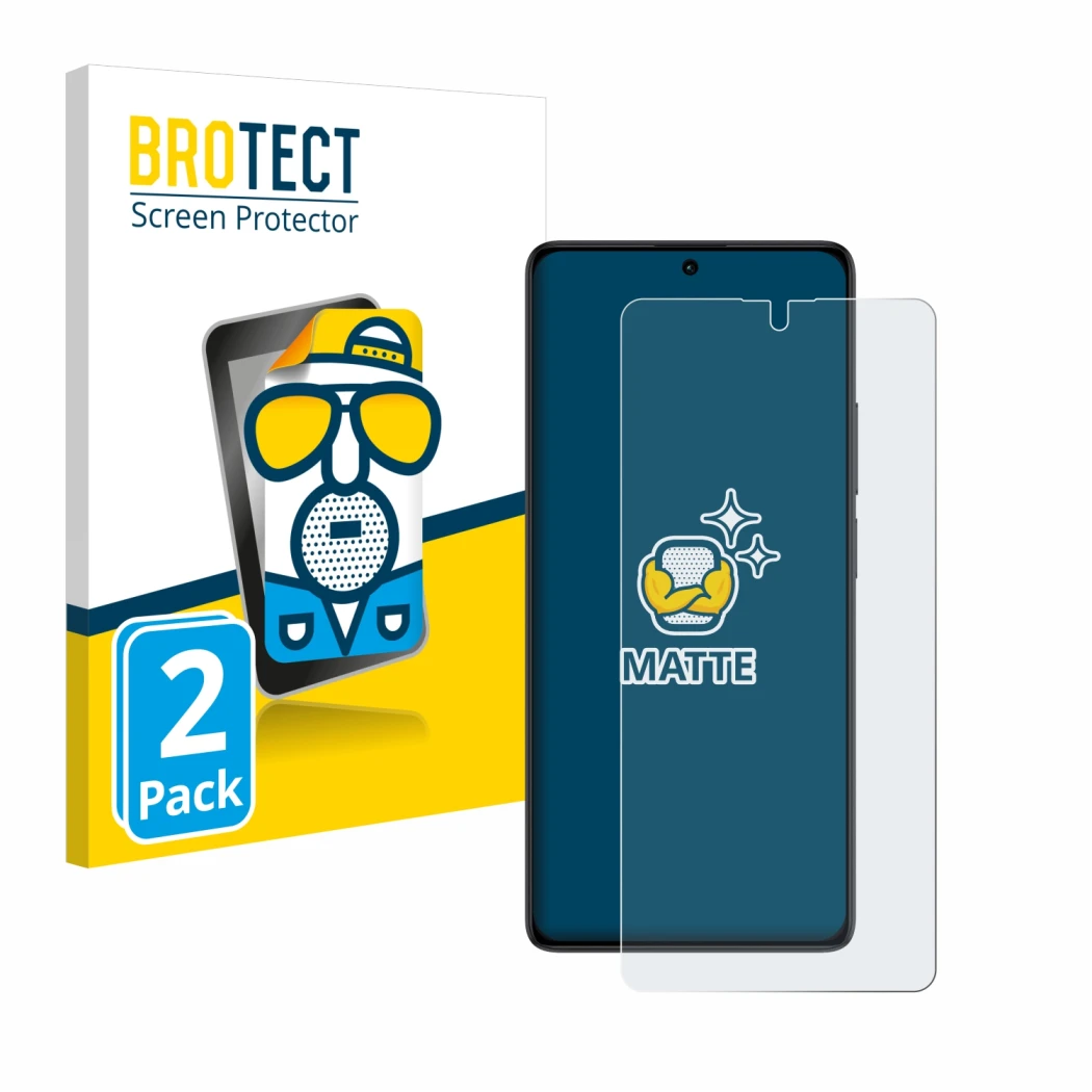 Face avant d’un emballage produit avec le logo de la marque BROTECT. À côté, l’appareil Xiaomi Redmi Note 13 5G est représenté