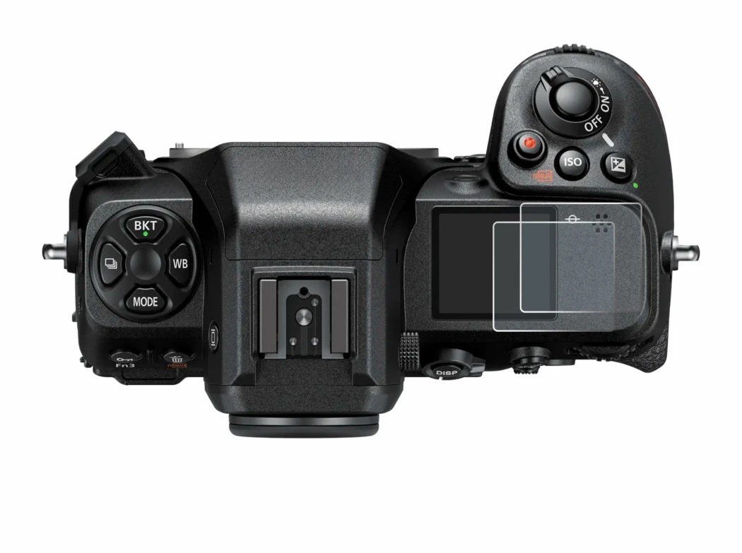 Image de l'appareil Nikon Z 8 (affichage des épaules) avec une grande variété de protections d'écran.