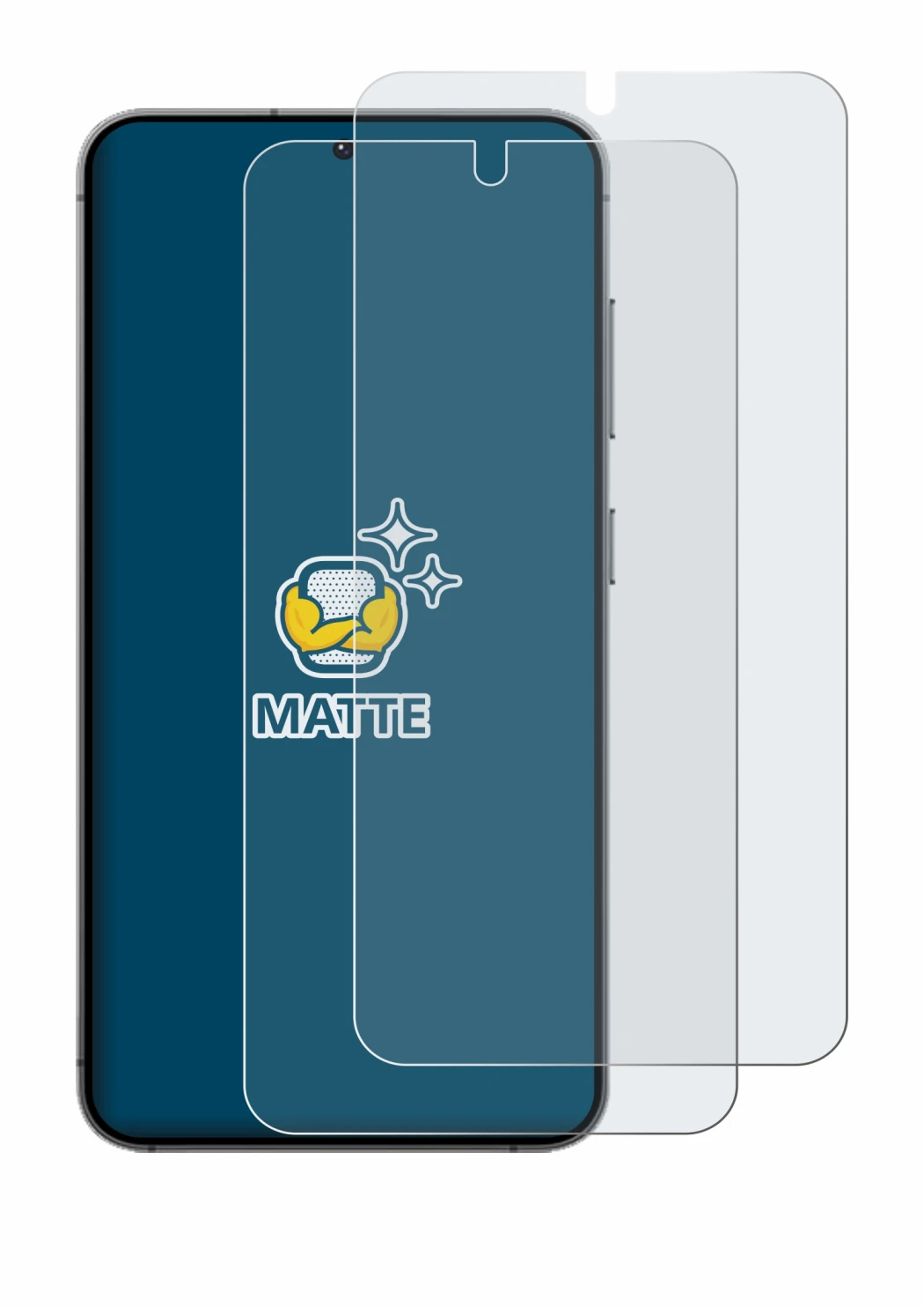 Image de l'appareil Samsung Galaxy S24 avec une grande variété de protections d'écran.