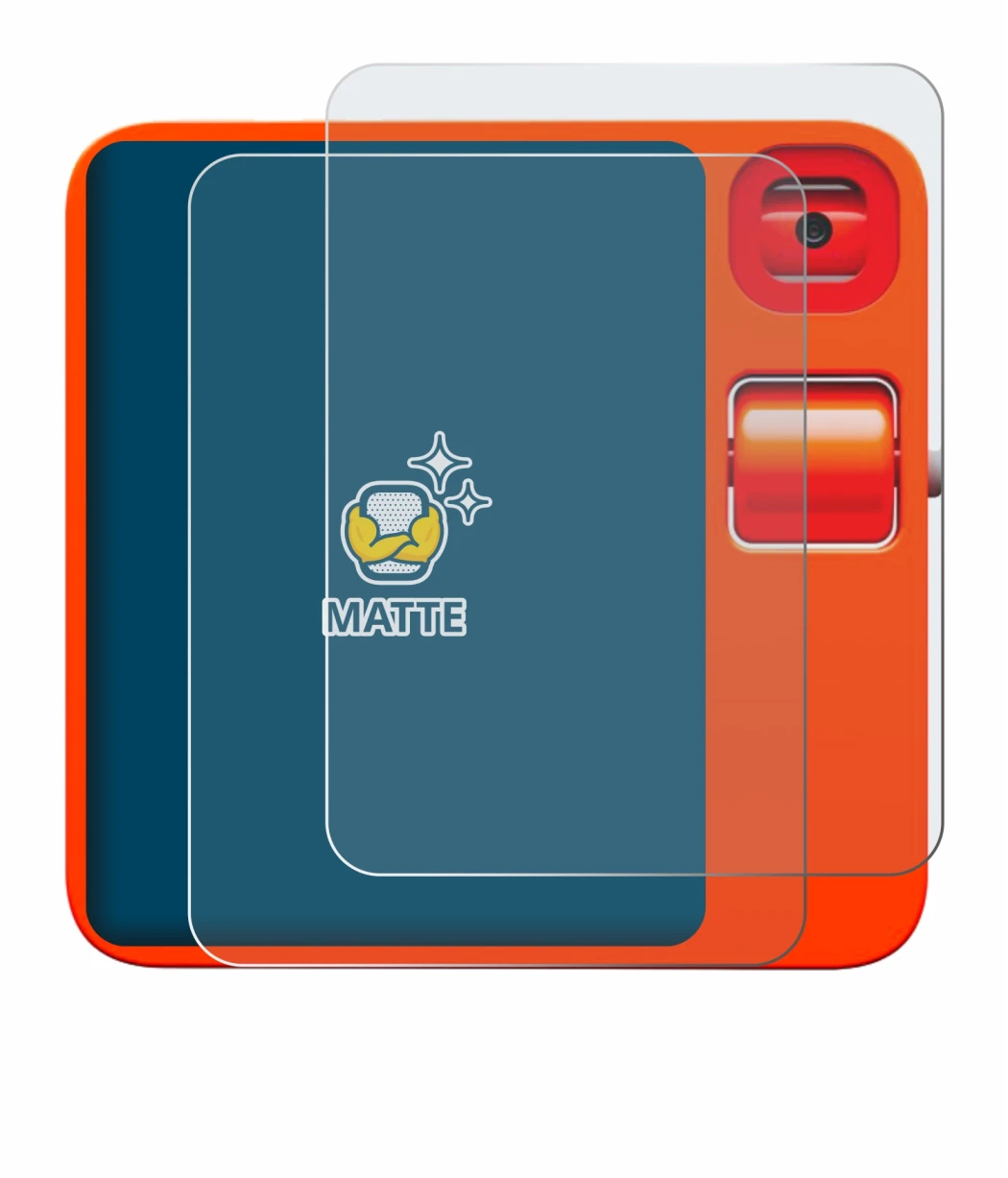 Image de l'appareil rabbit r1 avec une grande variété de protections d'écran.