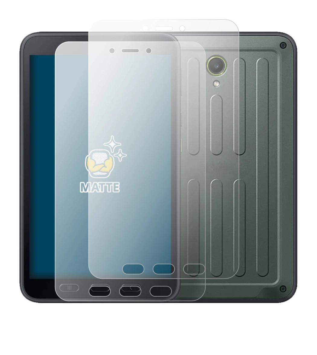 Image de l'appareil Samsung Galaxy Tab Active 5 (portrait) avec une grande variété de protections d'écran.