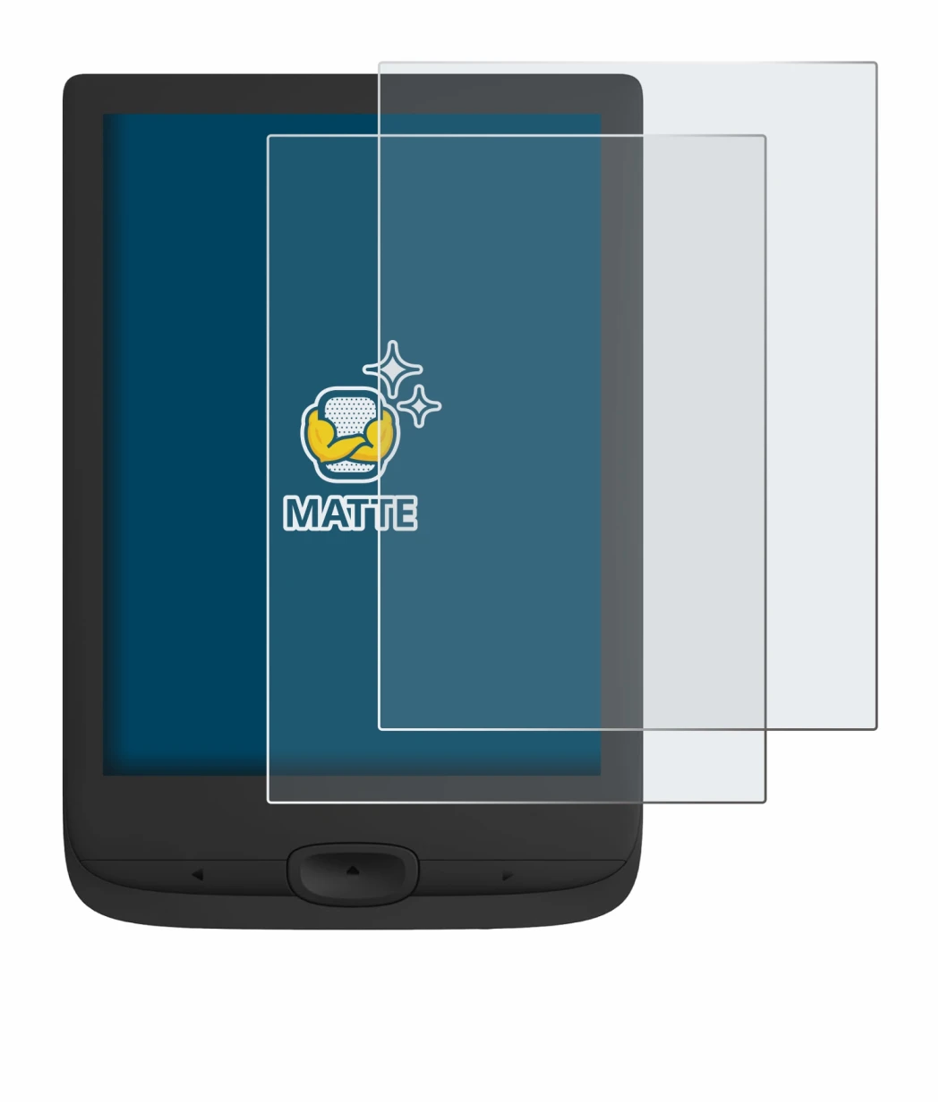 Image de l'appareil PocketBook Basic Lux 4 avec une grande variété de protections d'écran.