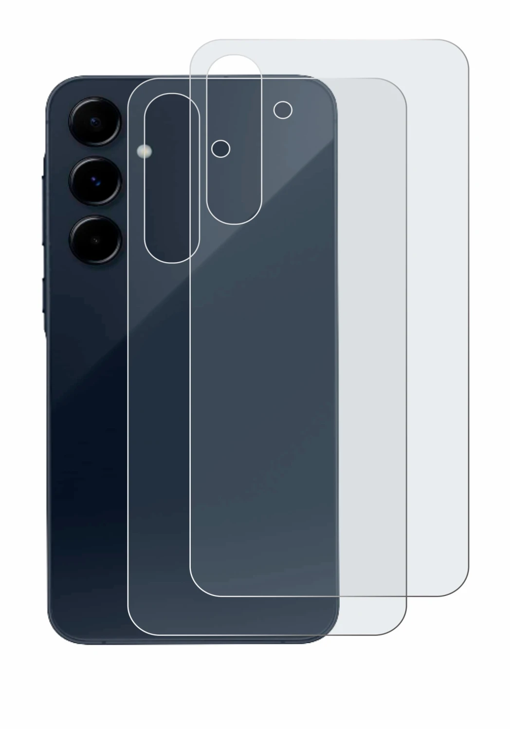 Image de l'appareil Samsung Galaxy A35 5G (Arrière) avec une grande variété de protections d'écran.