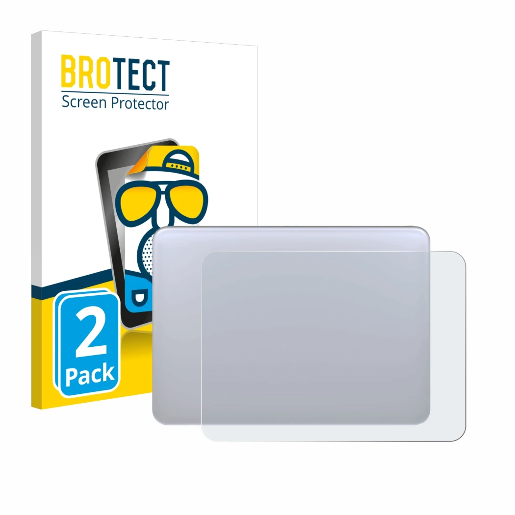 Face avant d’un emballage produit avec le logo de la marque BROTECT. À côté, l’appareil Apple Magic 3 (Touch Trackpad) est rep