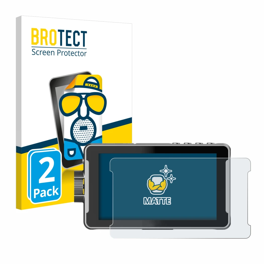 Face avant d’un emballage produit avec le logo de la marque BROTECT. À côté, l’appareil Viltrox DC-550 Pro est représenté avec