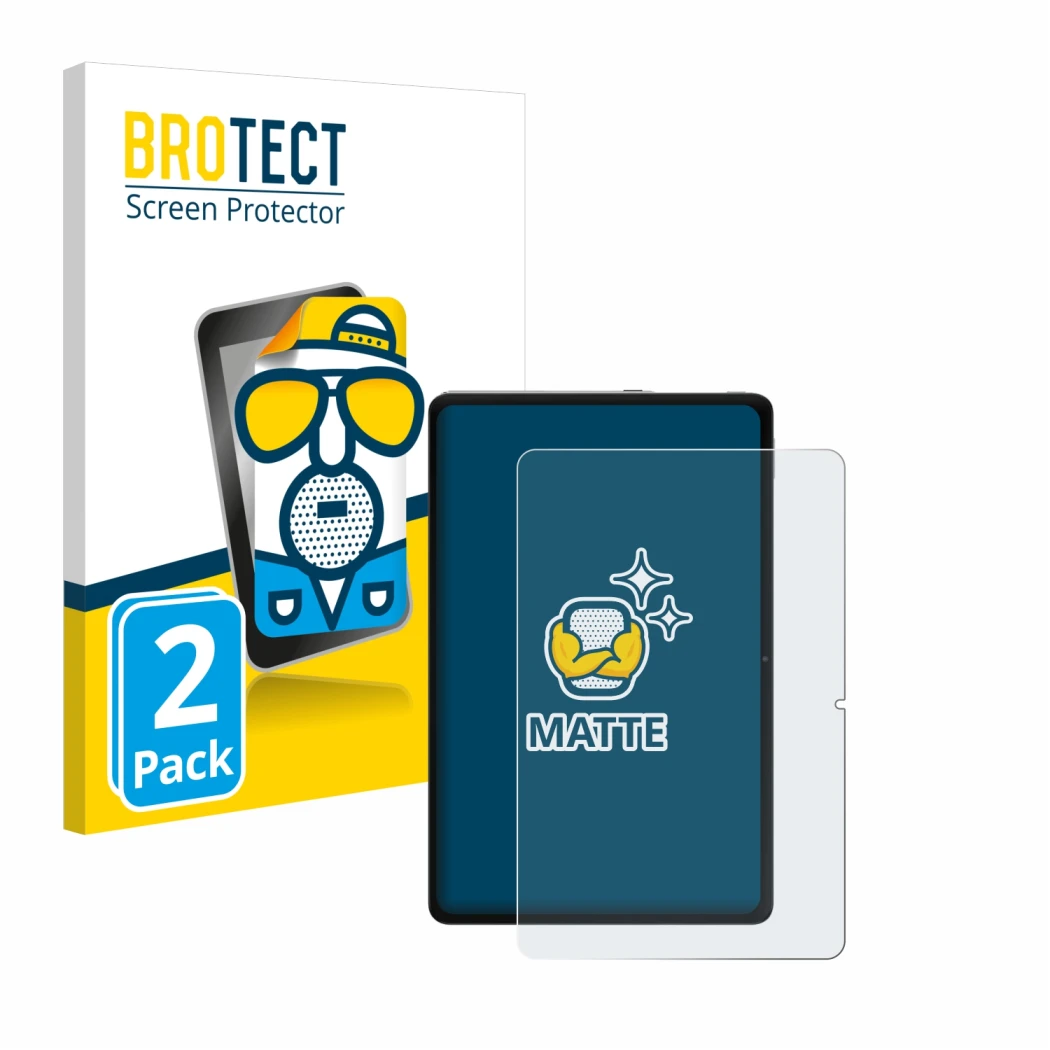 Face avant d’un emballage produit avec le logo de la marque BROTECT. À côté, l’appareil Xiaomi Redmi Pad Pro est représenté av