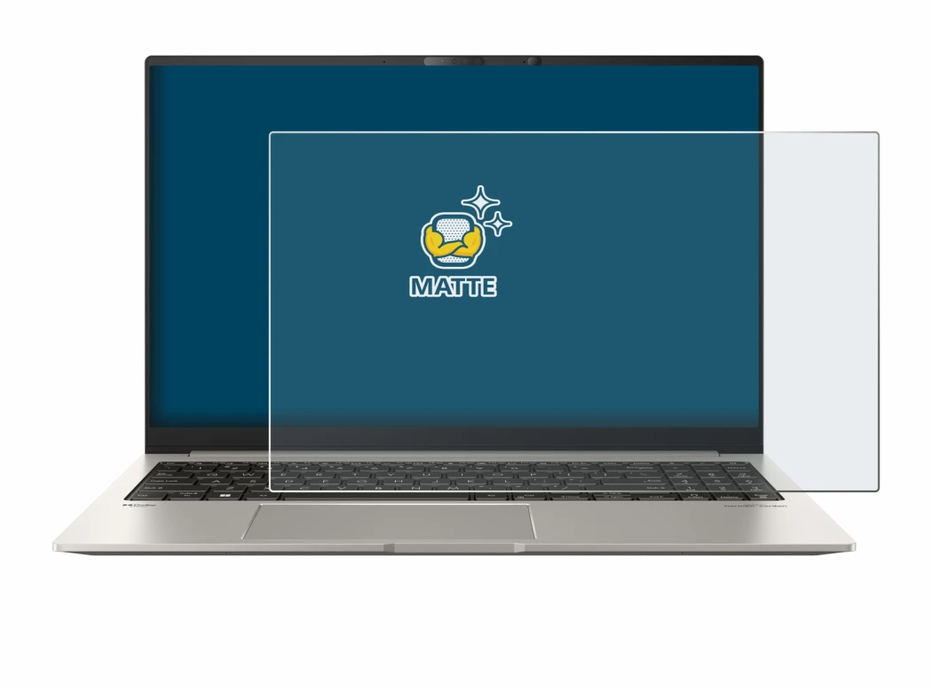 Image de l'appareil ASUS ZenBook 15 OLED UM3504 avec une grande variété de protections d'écran.