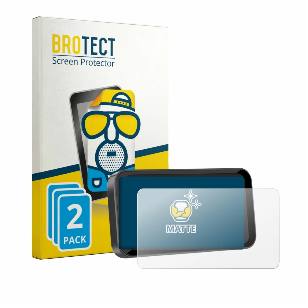Face avant d’un emballage produit avec le logo de la marque BROTECT. À côté, l’appareil Carpuride W603 6.3