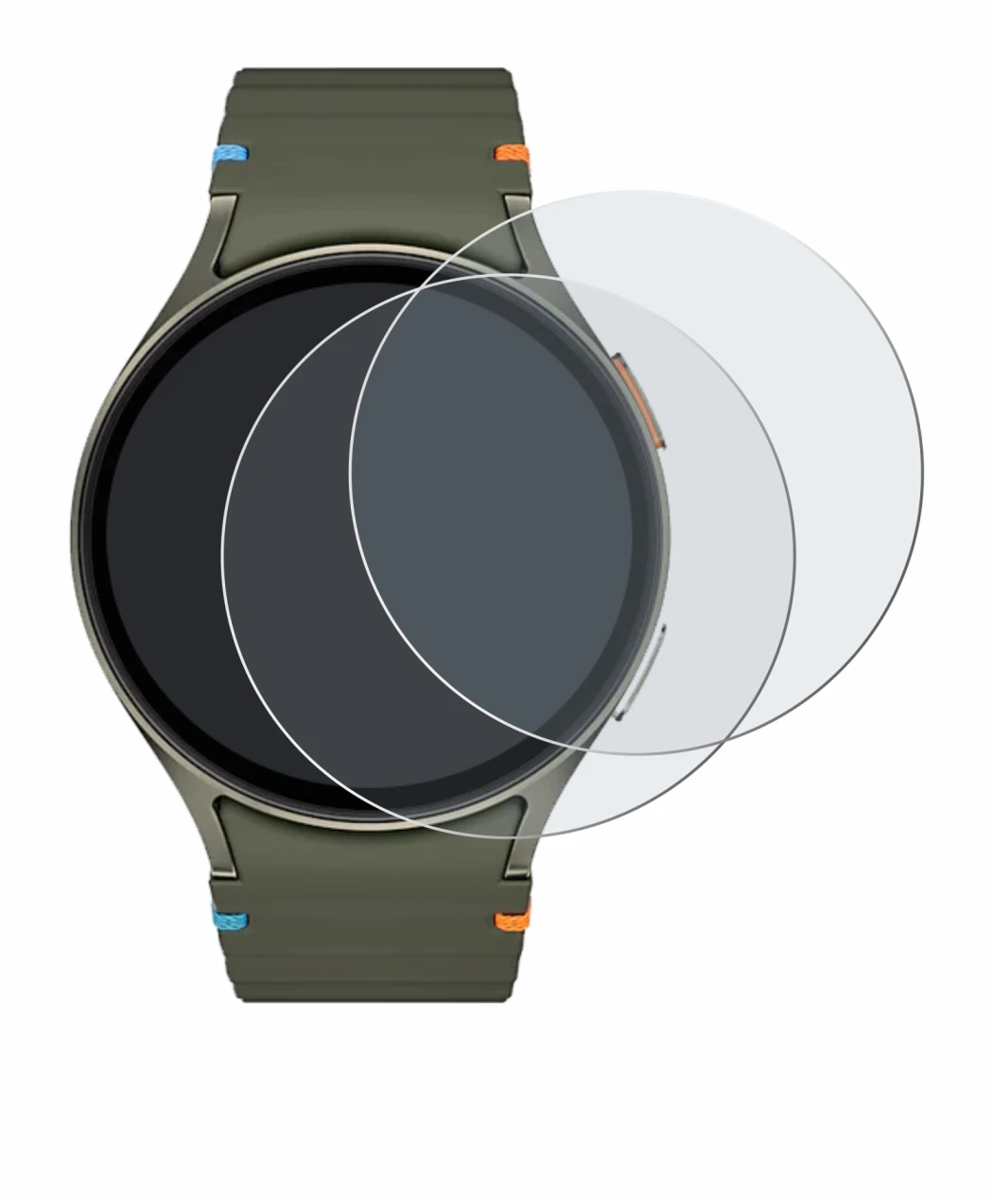 Image de l'appareil Samsung Galaxy Watch 7 (44 mm) avec une grande variété de protections d'écran.
