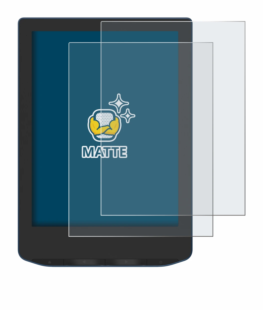 Image de l'appareil PocketBook Verse Pro Color avec une grande variété de protections d'écran.