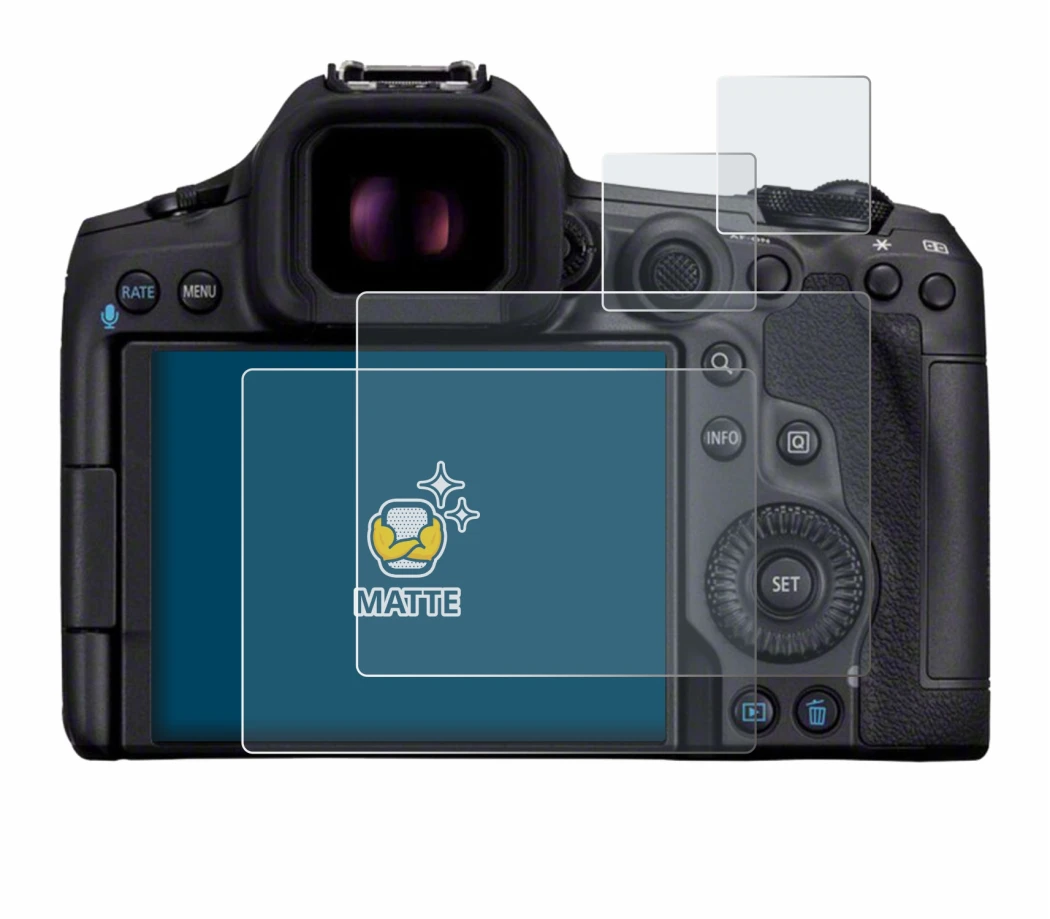 Image de l'appareil Canon EOS R5 Mark II avec une grande variété de protections d'écran.
