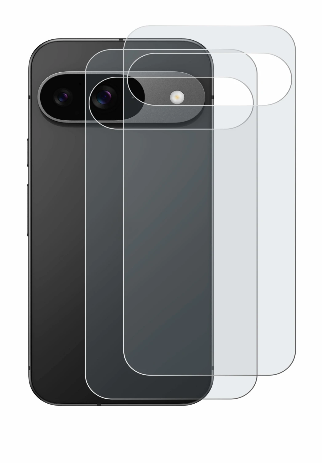 Image de l'appareil Google Pixel 9 (Arrière) avec une grande variété de protections d'écran.