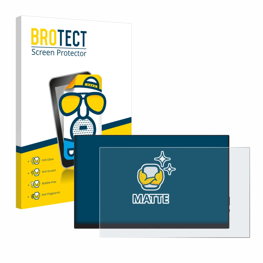 Face avant d’un emballage produit avec le logo de la marque BROTECT. À côté, l’appareil Verbatim PMT-14 est représenté avec la