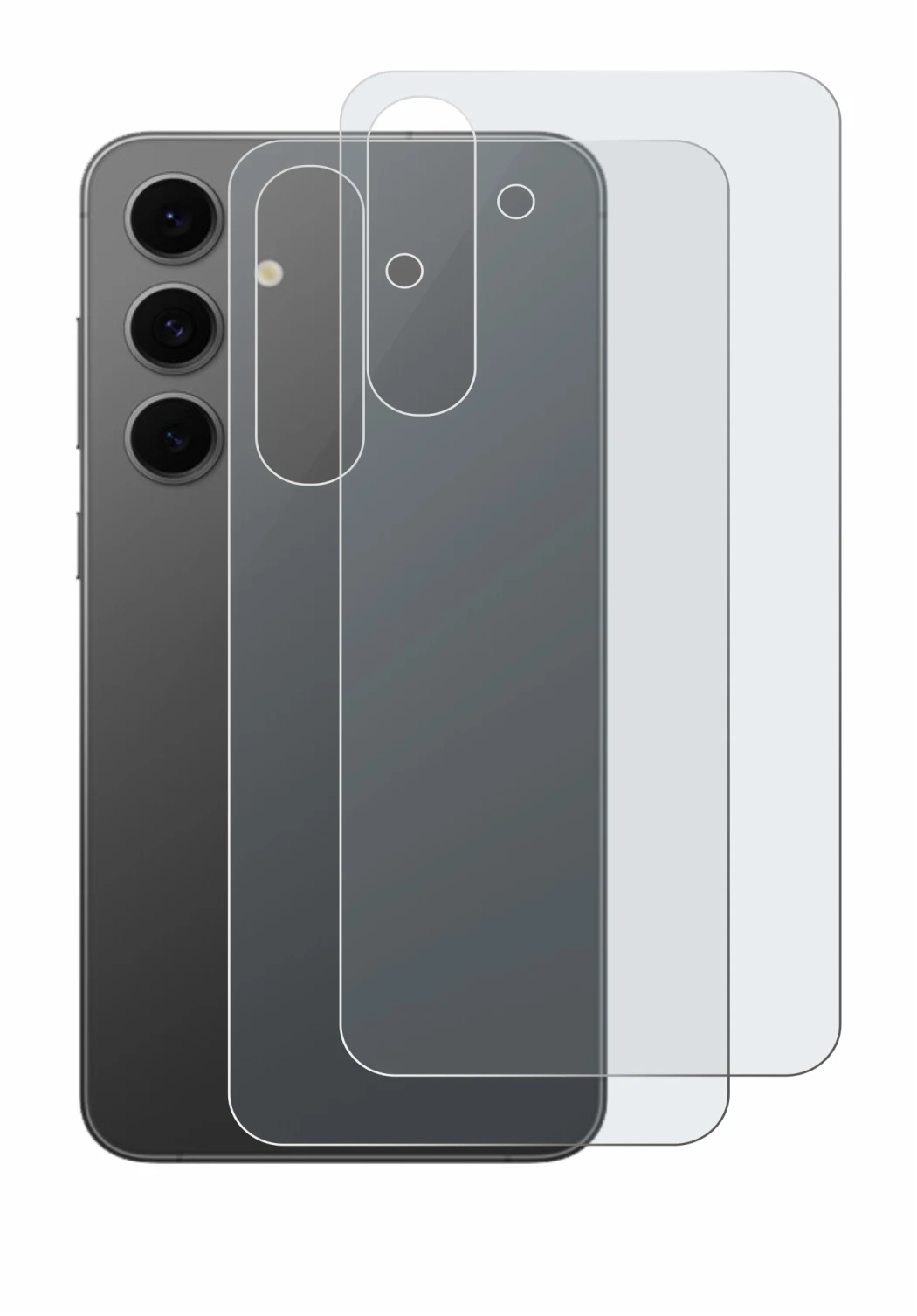 Image de l'appareil Samsung Galaxy S24 FE (Arrière) avec une grande variété de protections d'écran.