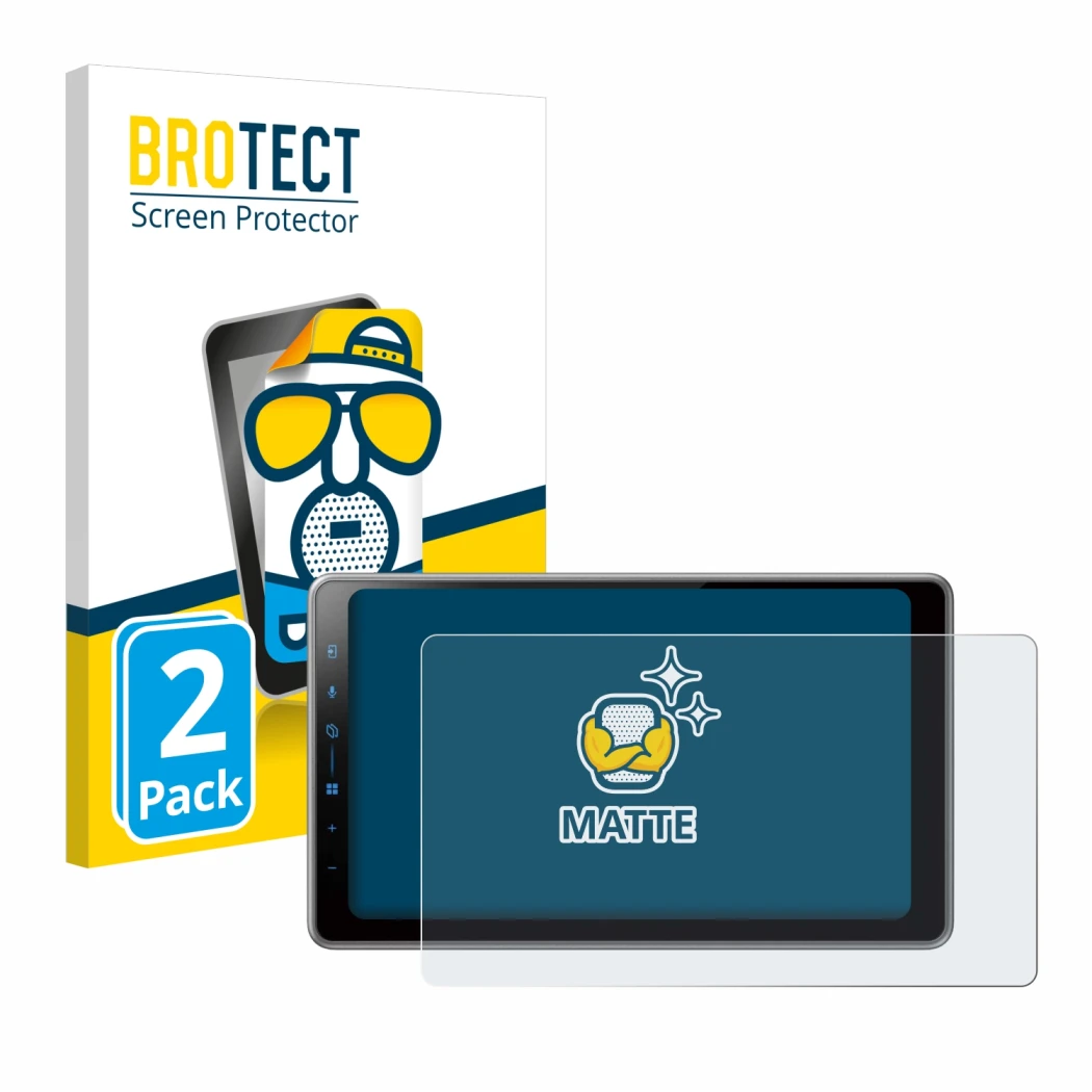 Face avant d’un emballage produit avec le logo de la marque BROTECT. À côté, l’appareil Pioneer SPH-DA97DAB est représenté ave