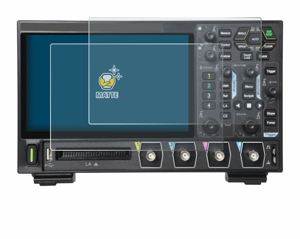 Image de l'appareil Rigol DHO914 avec une grande variété de protections d'écran.