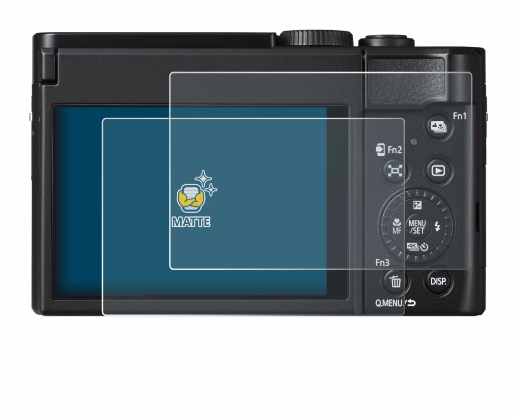 Image de l'appareil Panasonic Lumix DC-TZ99 avec une grande variété de protections d'écran.