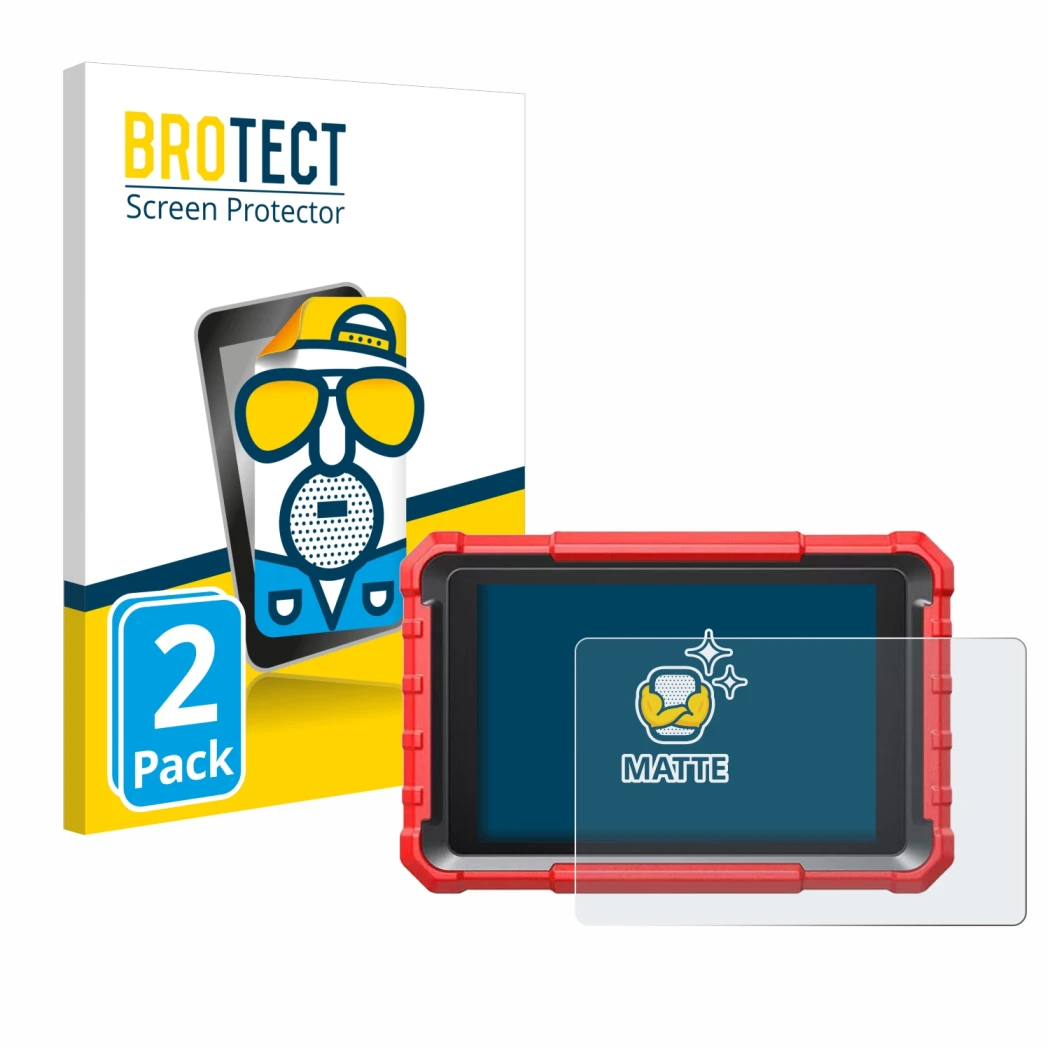 Face avant d’un emballage produit avec le logo de la marque BROTECT. À côté, l’appareil Launch X-431 PROS Elite Pro 5 est repr
